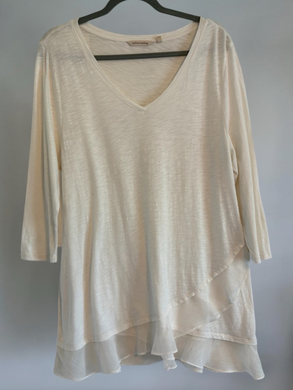 Soft Surroundings Cream Layered Tee | Lagenlook Boho Flowy Top - Picture 5 of 8